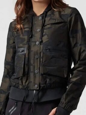 blanc noir Olive & Black Camo Bomber Jacket